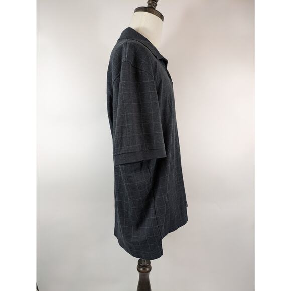 Arrow Mens Large Polo Shirt Collar Golf Casual Short Sleeve Dark Gray 2 Button - Picture 4 of 9